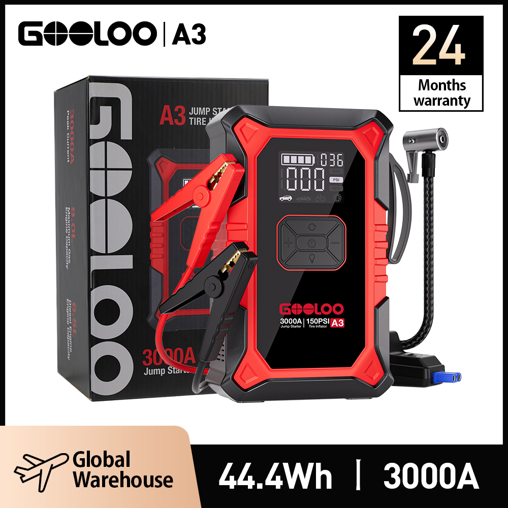 Lithium Jump Starter 3000A Peak - GOOLOO A3 3000A Peak Jump Starter