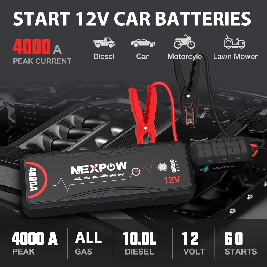 Car Jump Starter 4000A Portabl - Portable Jump Starter 4000A review and price