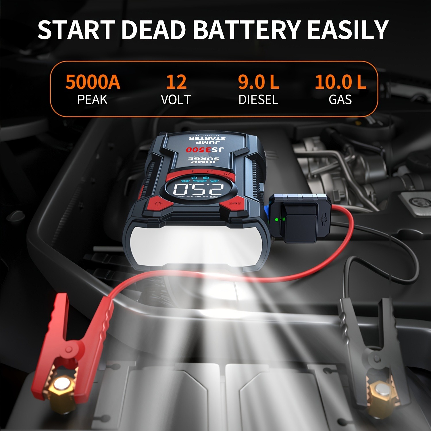 5-in-1 Jump Starter with Digit - Lithium Jump Starter 3000A Peak review and price