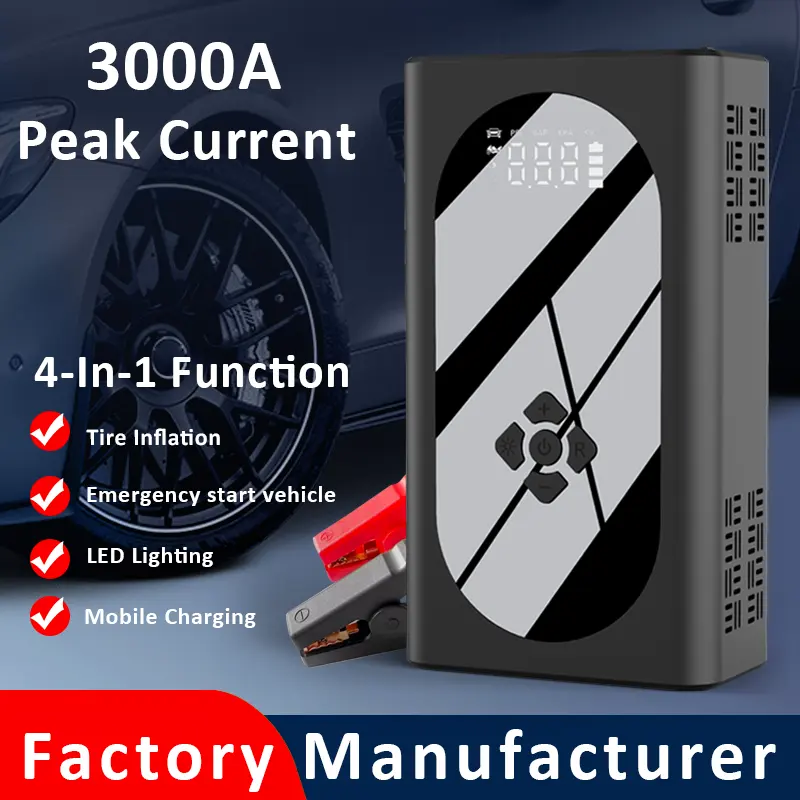 3000A 37000mAh 12V High Power  - Jump Starter With Air Compressor review and price