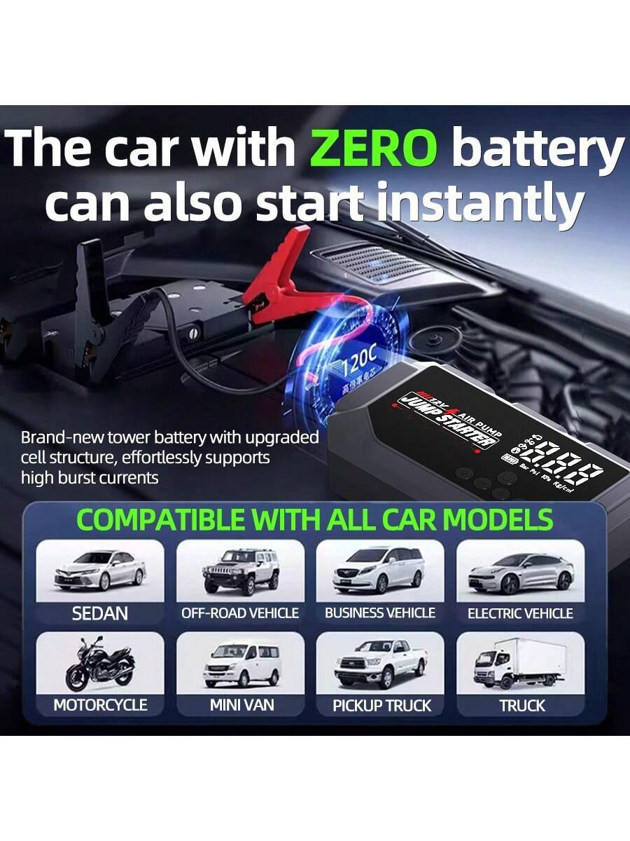 HUASHIJIE Portable Large-Capac - Jump Starter With Air Compressor review and price