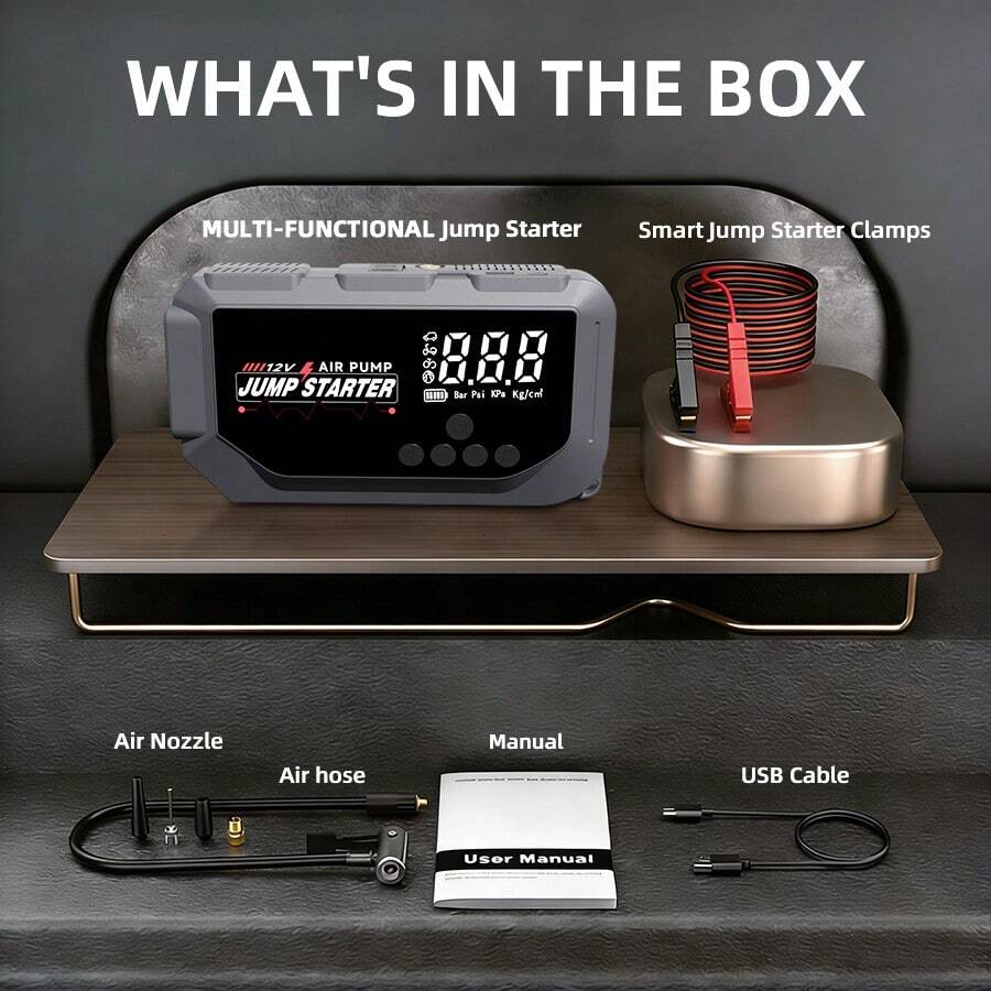 HUASHIJIE Portable Large-Capac - Jump Starter With Air Compressor review and price