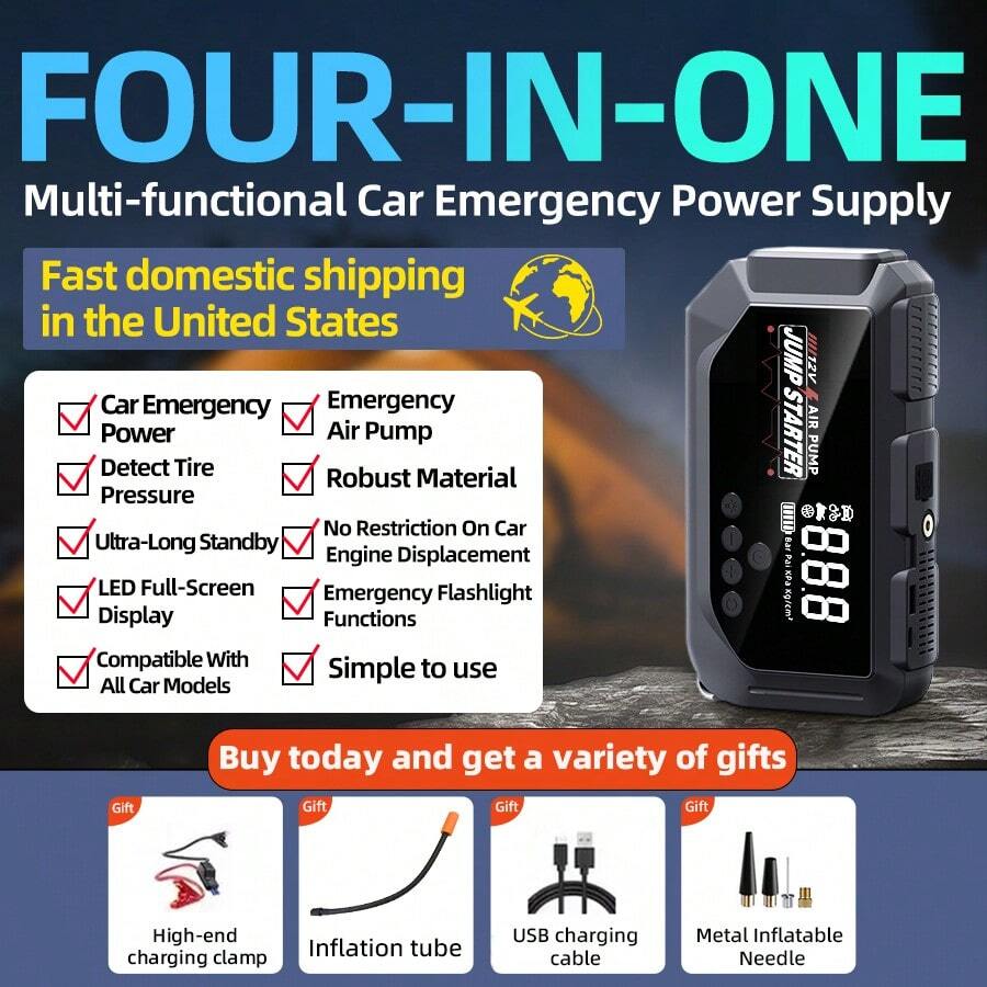 HUASHIJIE Portable Large-Capac - Jump Starter With Air Compressor review and price