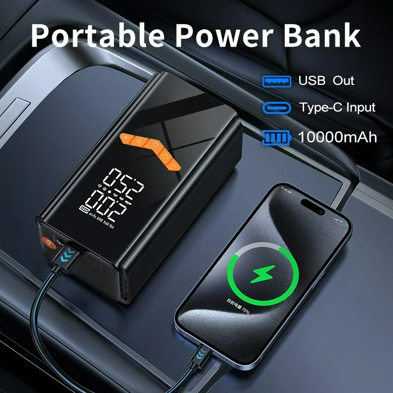 10000mAh 150PSI  4-IN-1 Car Ju - Jump Starter Cable 2000A review and price