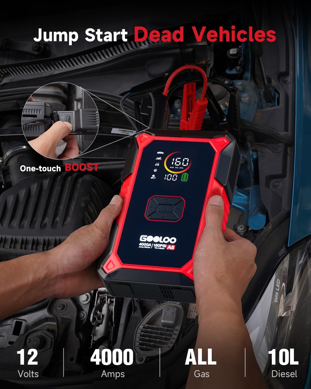 GOOLOO A5 4000A Portable Jump  - Portable Jump Starter 4000A review and price
