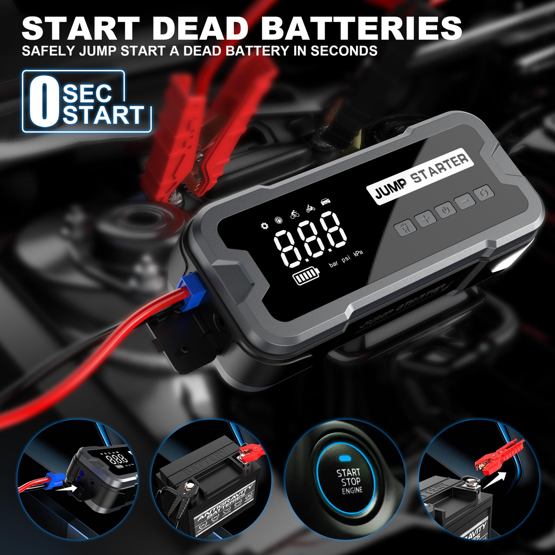 4000A 24000mAh Discharge Porta - Portable Jump Starter 4000A review and price